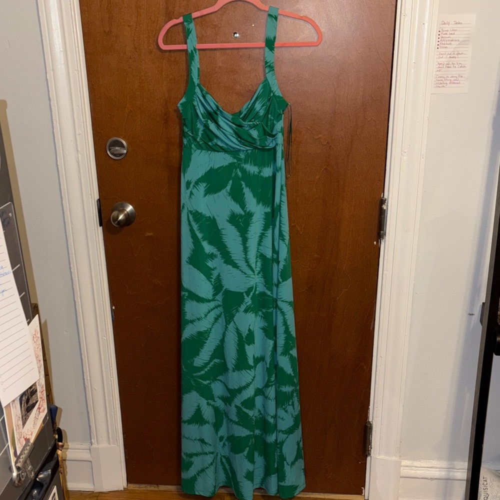 BCBGMaxAzria Teal Patterned Maxi Dress